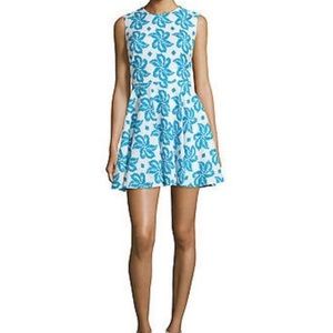 Diane Von Furstenberg Floral Blue Dress Sz 14
